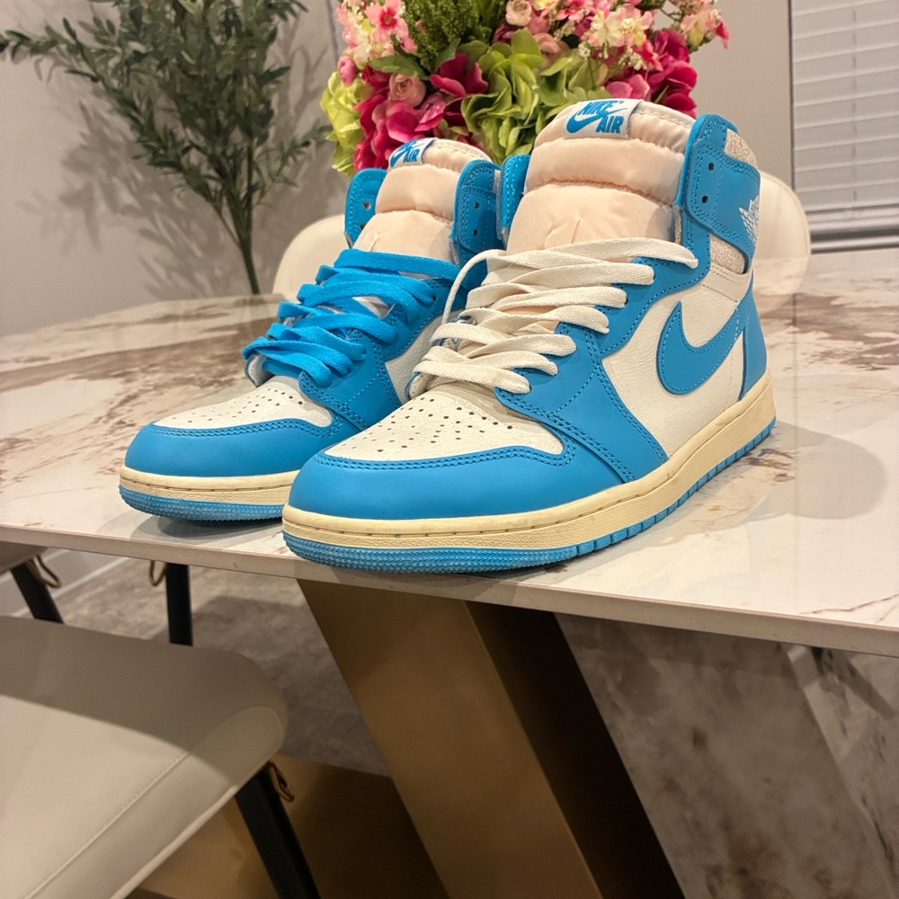 Nike Blue and Cream High-Top Sneakers